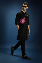 Solstice Kurta - Hand Embroidered Designer Kurta - Black