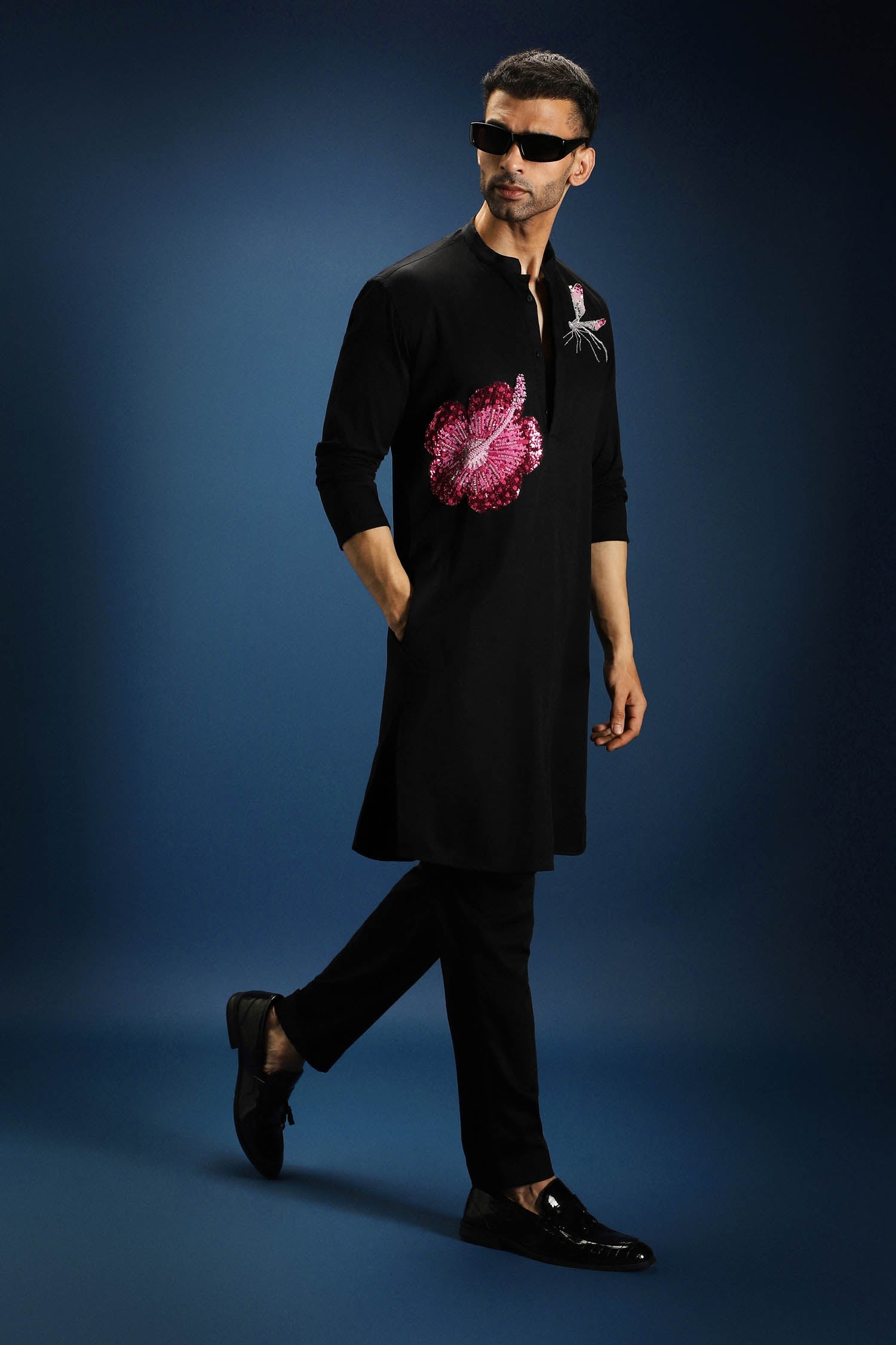 Solstice Kurta - Hand Embroidered Designer Kurta - Black