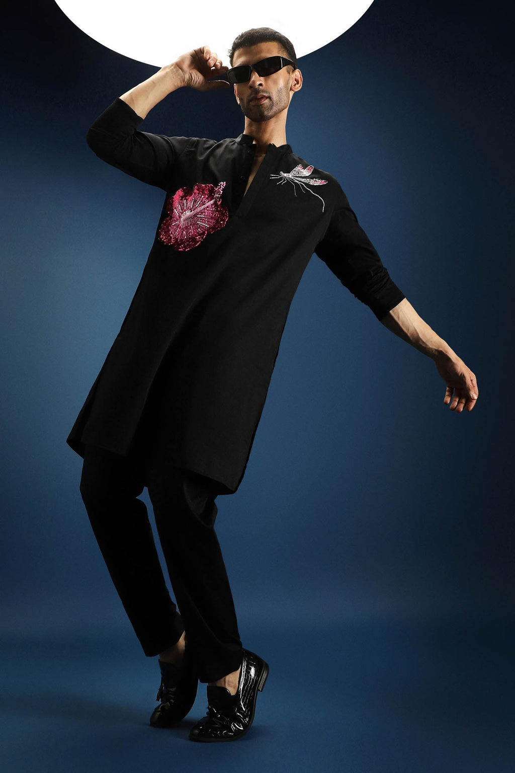 Solstice Kurta - Hand Embroidered Designer Kurta - Black