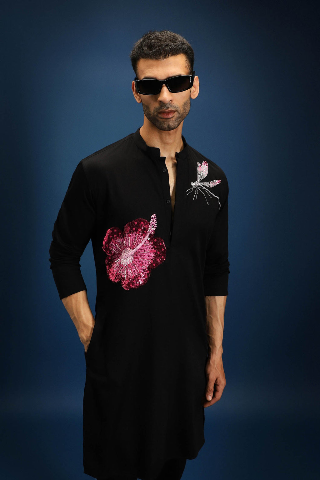 Solstice Kurta - Hand Embroidered Designer Kurta - Black