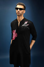 Solstice Kurta - Hand Embroidered Designer Kurta - Black