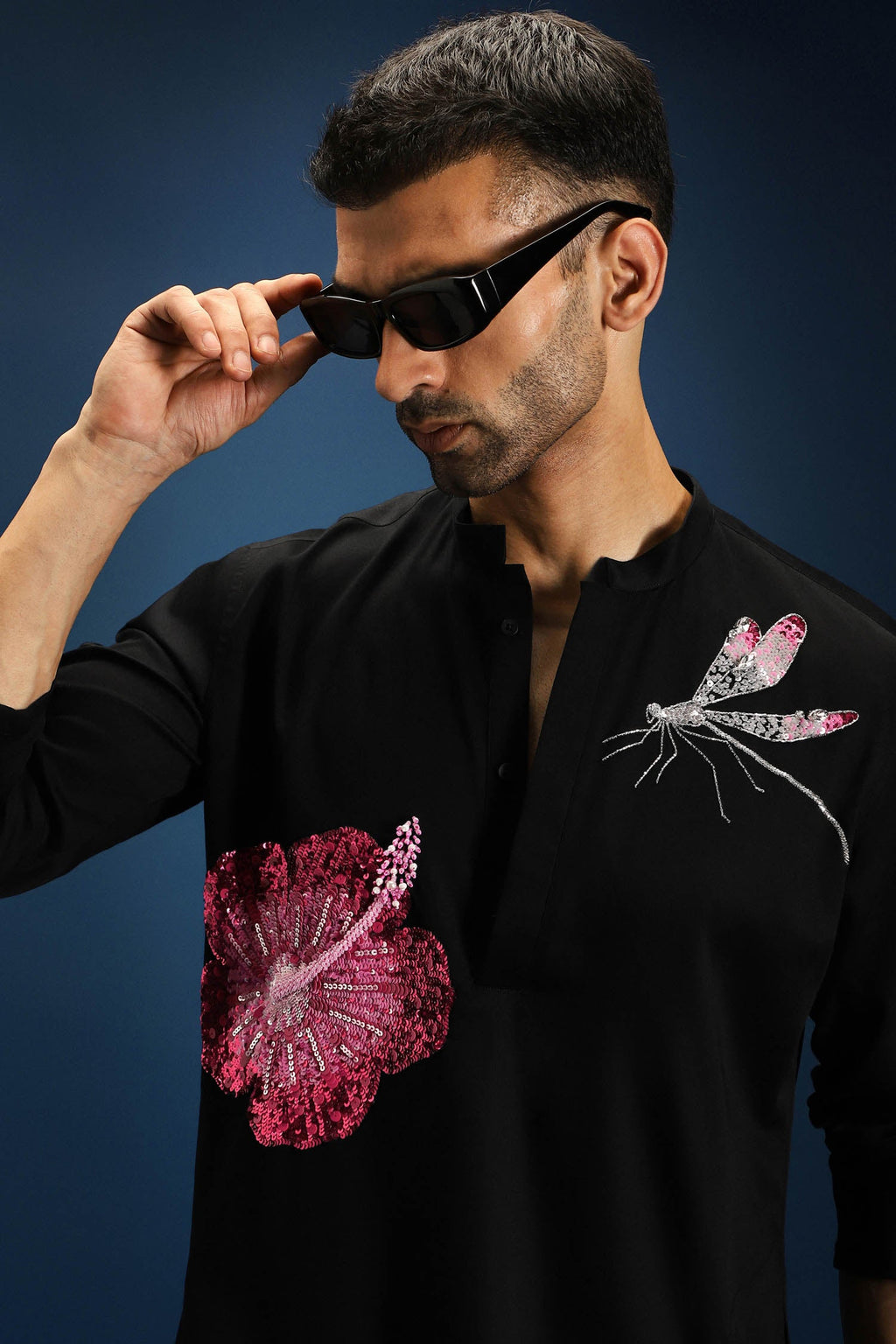 Solstice Kurta - Hand Embroidered Designer Kurta - Black