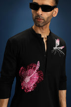 Solstice Kurta - Hand Embroidered Designer Kurta - Black
