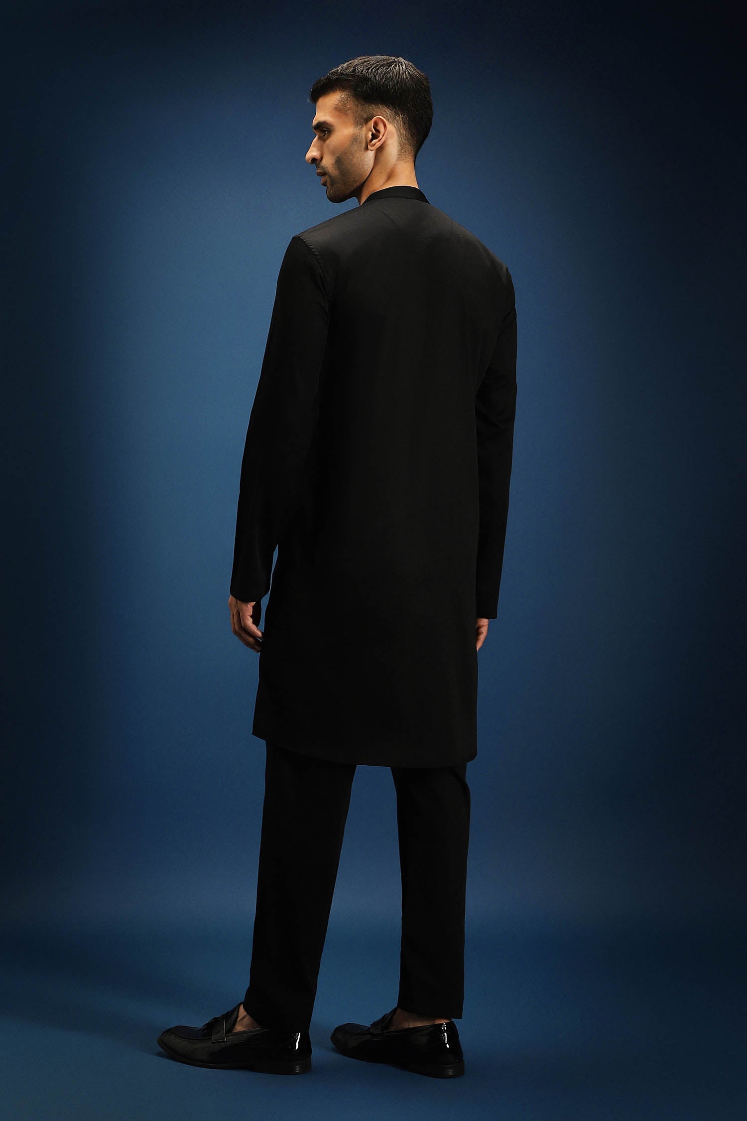 Hibiscus Kurta - Hand Embroidered Designer Kurta - Black