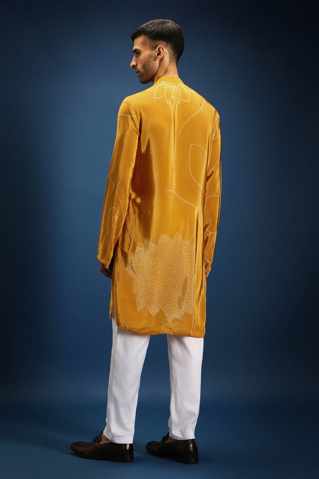 Mustard Doodle Flower Bandhani Kurta - Mustard