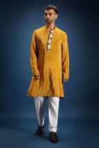 Mustard Doodle Flower Bandhani Kurta - Mustard