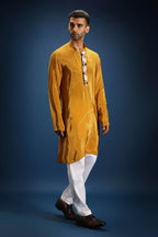 Mustard Doodle Flower Bandhani Kurta - Mustard