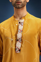Mustard Doodle Flower Bandhani Kurta - Mustard