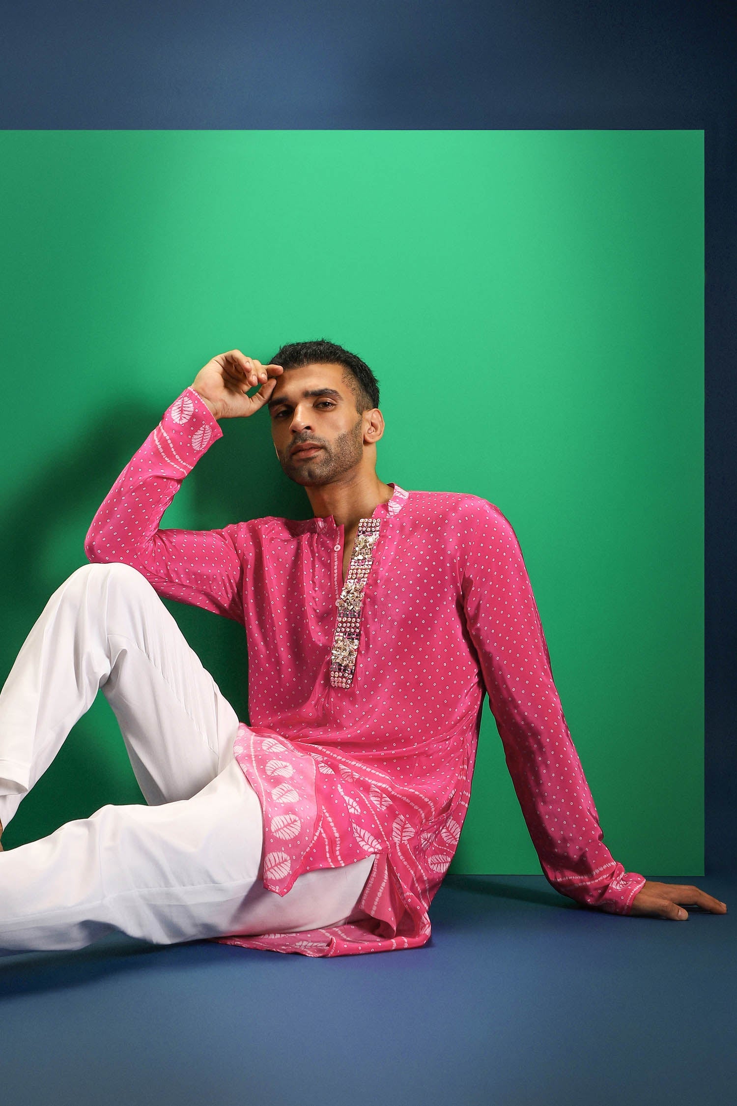 Pink Rai Bandhani Kurta - Pink