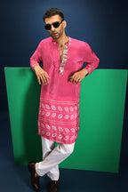 Pink Rai Bandhani Kurta - Pink