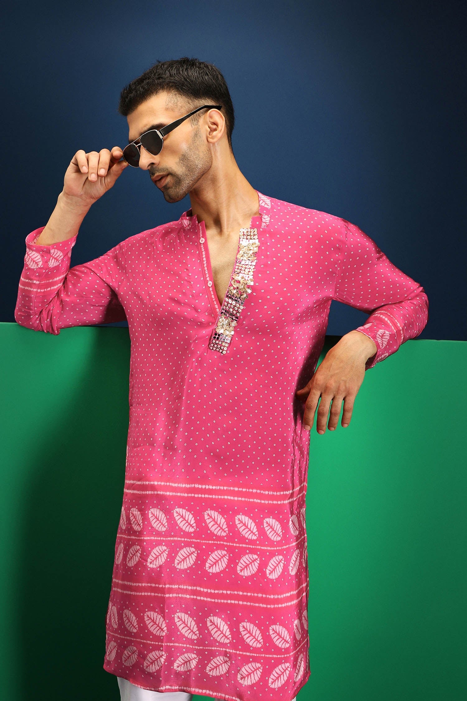 Pink Rai Bandhani Kurta - Pink