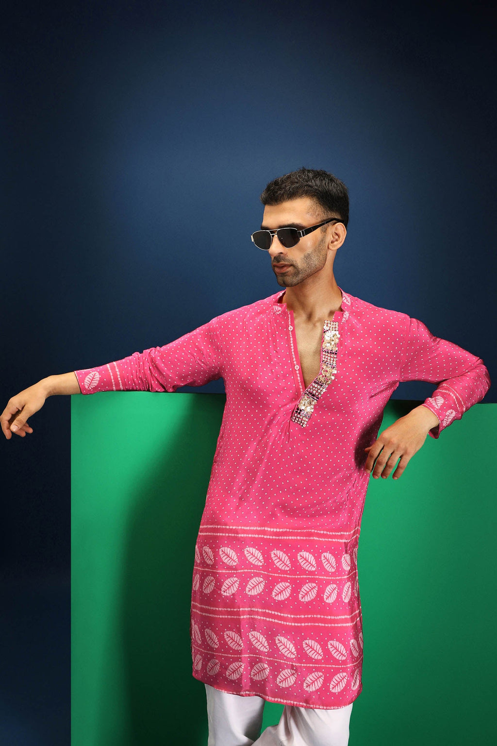 Pink Rai Bandhani Kurta - Pink