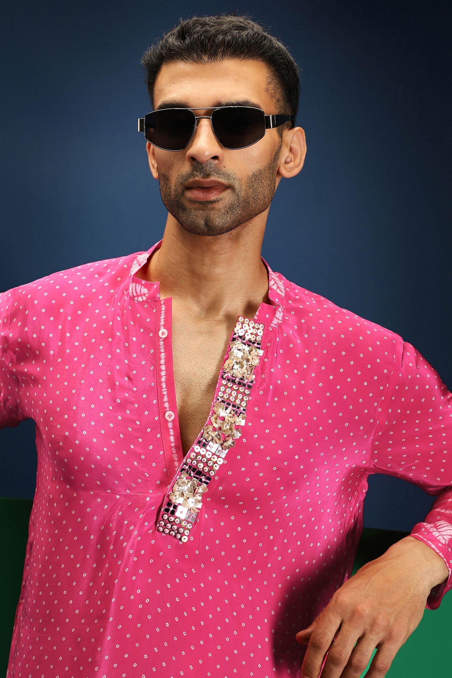 Pink Rai Bandhani Kurta - Pink