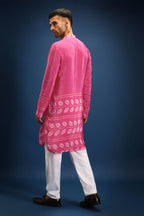 Pink Rai Bandhani Kurta - Pink