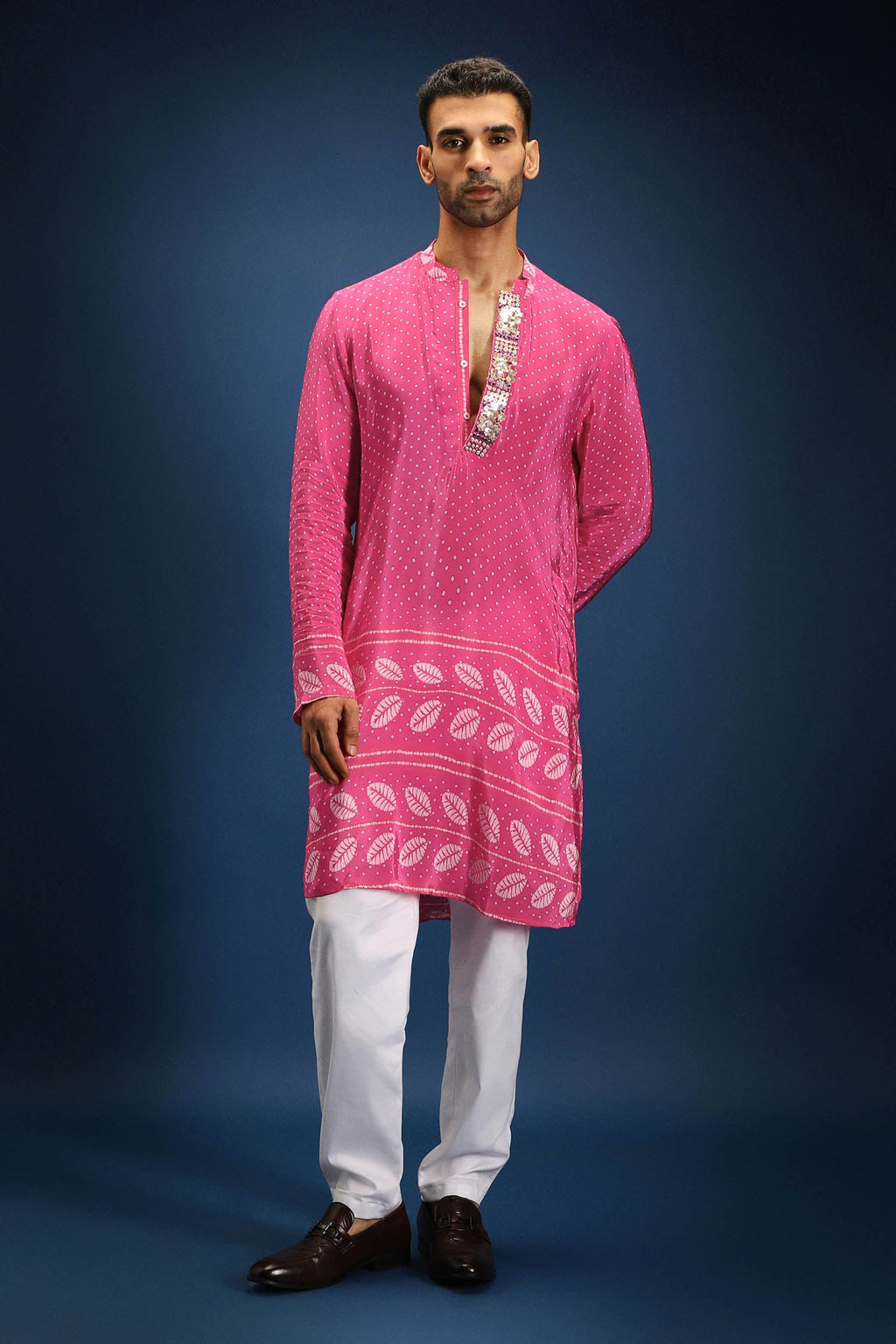 Pink Rai Bandhani Kurta - Pink