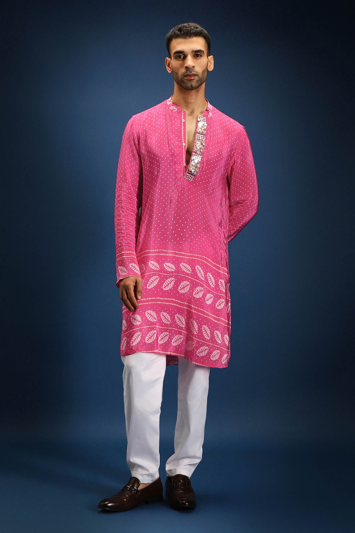 Pink Rai Bandhani Kurta - Pink