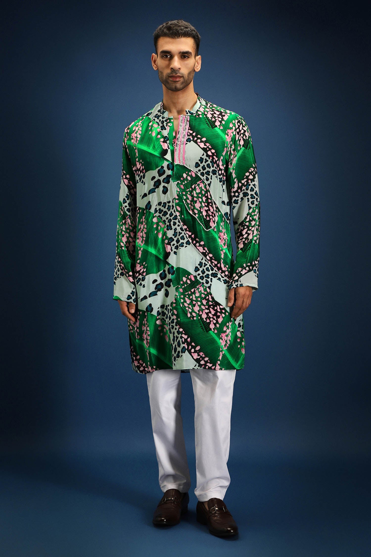 Banana leaf print kurta - Green