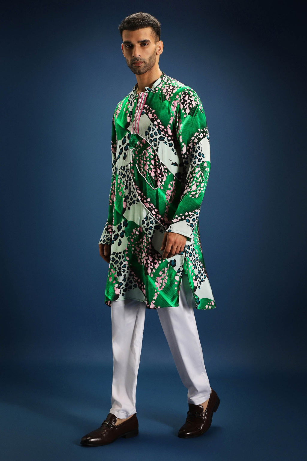 Banana leaf print kurta - Green