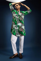 Banana leaf print kurta - Green