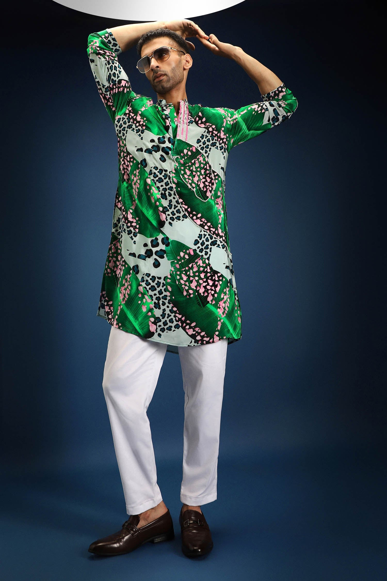 Banana leaf print kurta - Green