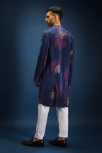 Blue Flower Print Bandhani Kurta - Blue