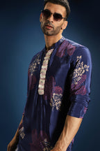 Blue Flower Print Bandhani Kurta - Blue