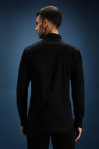 Wolf - Hand Embroidered Designer Shirt - Black