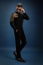 Narasimha (Lion) Hand Embroidered Designer Shirt - Black