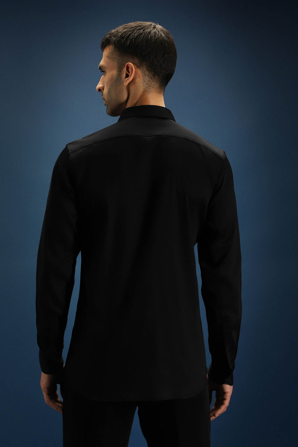 Collar Bumblebee Hand Embroidered Designer Shirt - Black