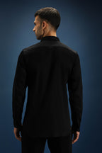 Collar Bumblebee Hand Embroidered Designer Shirt - Black