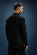 Vish(Snake) - Hand Embroidered Designer Shirt - Black