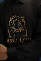 Black Panther - Hand Embroidered Designer Shirt - Black