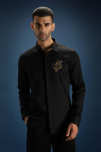 Thesaurus (Dragon)- Hand Embroidered Designer Shirt - Black