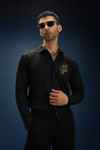 Thesaurus (Dragon)- Hand Embroidered Designer Shirt - Black