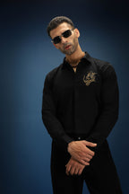 Thesaurus (Dragon)- Hand Embroidered Designer Shirt - Black