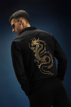 Thesaurus (Dragon)- Hand Embroidered Designer Shirt - Black