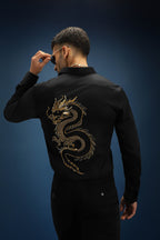 Thesaurus (Dragon)- Hand Embroidered Designer Shirt - Black