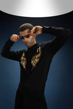 Fly(Wings) Hand Embroidered Designer Shirt - Black