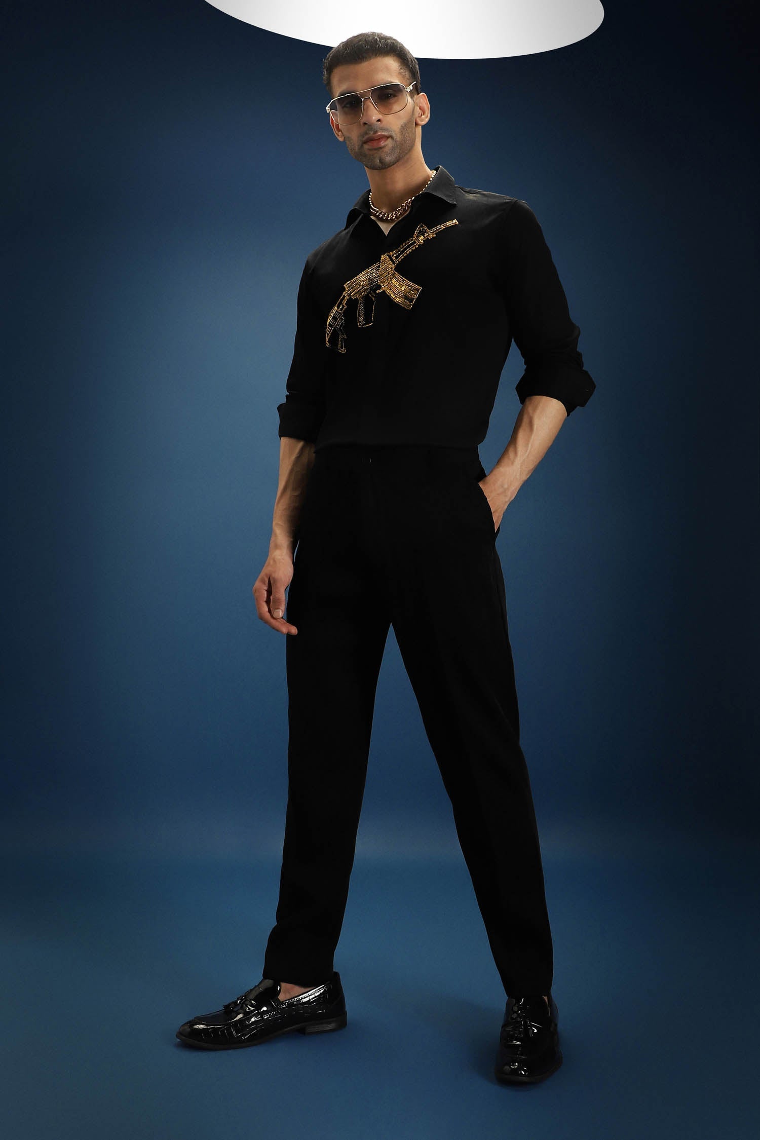 Sone Ki Bandook(Gun)- Hand Embroidered Designer Shirt - Black