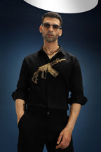 Sone Ki Bandook(Gun)- Hand Embroidered Designer Shirt - Black