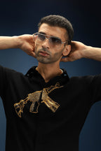 Sone Ki Bandook(Gun)- Hand Embroidered Designer Shirt - Black
