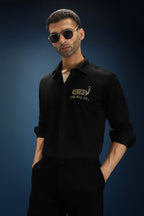 Fuck, I'm All in Hand Embroidered Designer Shirt - Black