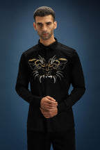 Beast Hand Embroidered Designer Shirt - Black