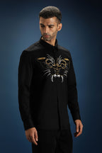 Beast Hand Embroidered Designer Shirt - Black