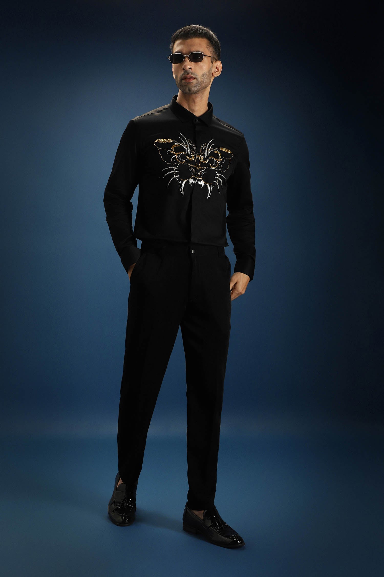 Beast Hand Embroidered Designer Shirt - Black