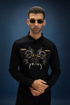Beast Hand Embroidered Designer Shirt - Black