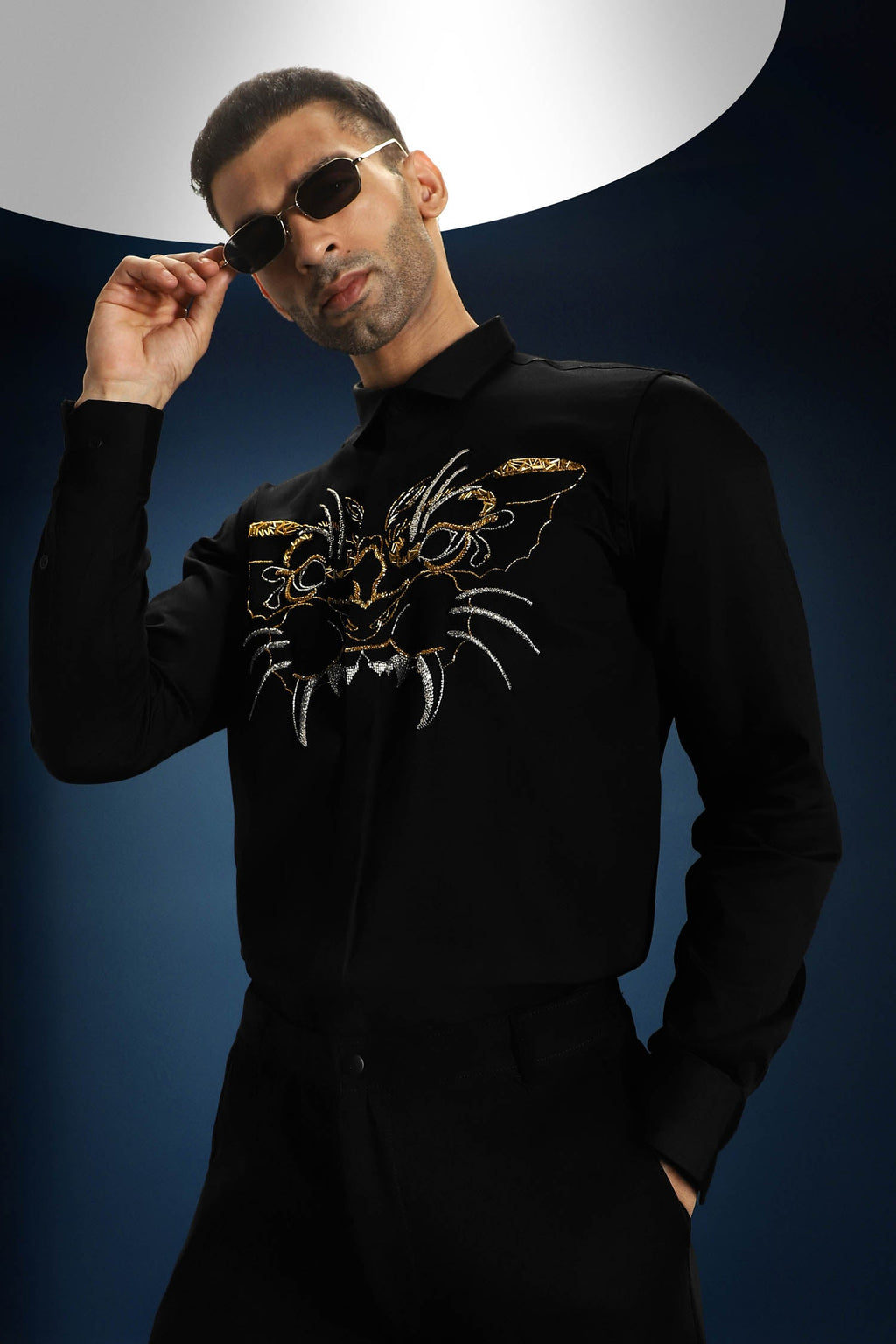 Hand Embroidered black designer shirt