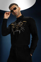 Hand Embroidered black designer shirt