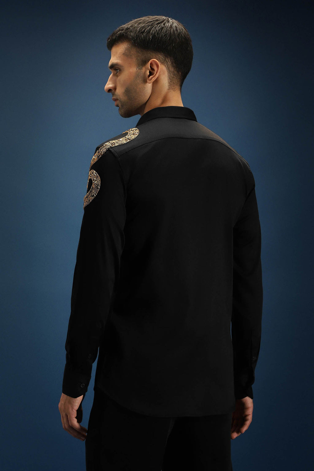 Viper(Snake) - Hand Embroidered Designer Shirt - Black