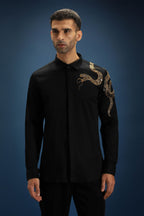 Viper(Snake) - Hand Embroidered Designer Shirt - Black